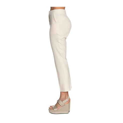 Yes Zee Pantaloni Donna Pantalone con bottone gioiello Ecru - Francavilla Moda
